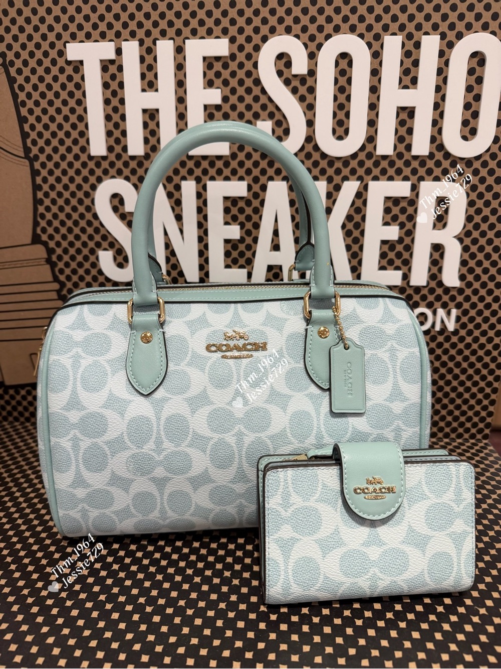 NWT！2PCS COACH Rowan Satchel Bag In Signature Canvas（CEY39）